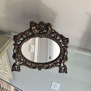 Ornate Bronze Tabletop Mirror